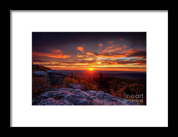Sunrise Framed Print featuring the photograph Sunrise at Dolly Sods at Bear Rocks by Dan Friend