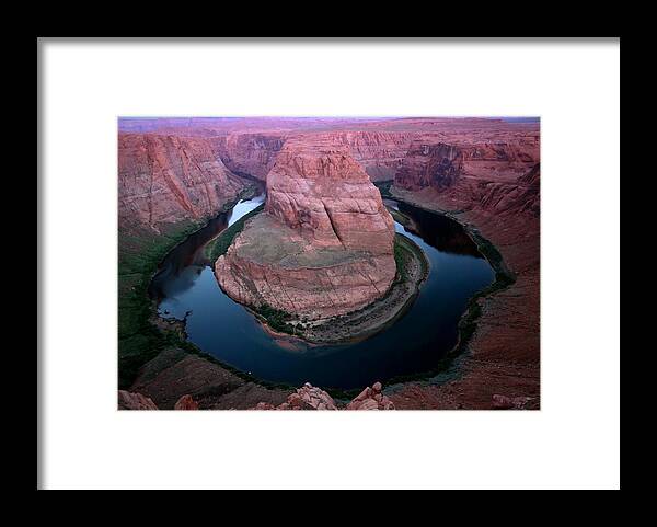 Horseshoe Framed Print featuring the photograph Sunrise at Horseshoe Bend in Arizona by Jetson Nguyen