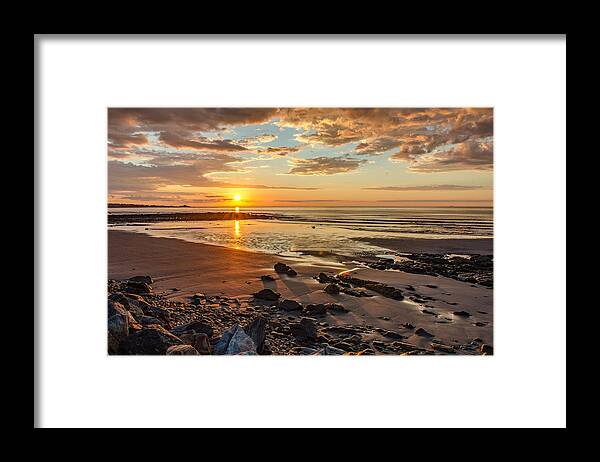 York Framed Print featuring the photograph Sunrise at Long Sands by Thomas Lavoie