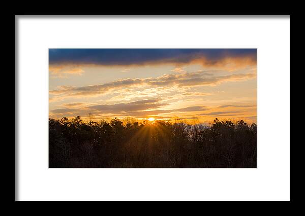 Jan Holden Framed Print featuring the photograph Sunrise At The Treetops by Holden The Moment