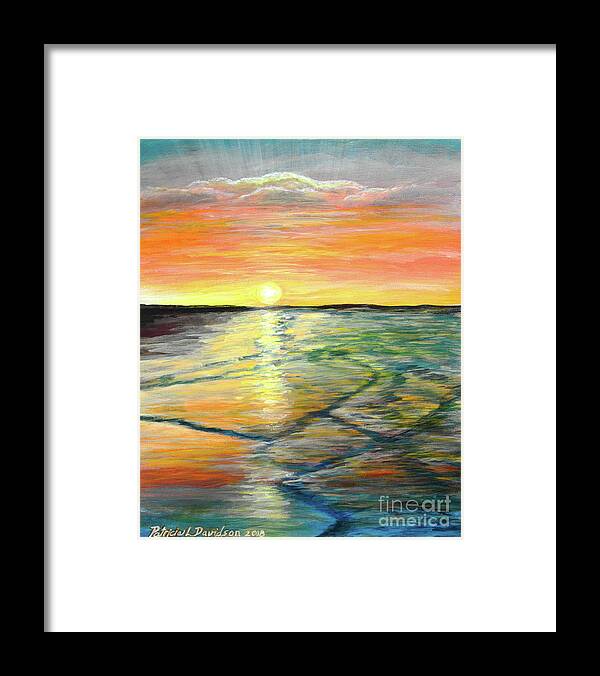 Sunrise Framed Print featuring the painting Sunrise Beach by Pat Davidson