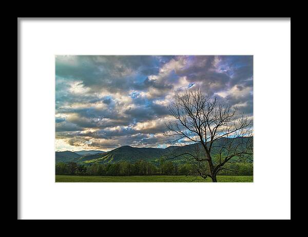 Landscapes Framed Print featuring the photograph Sunrise Cades Cove by Roberta Kayne