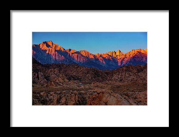 Alabama Hills Framed Print featuring the photograph Sunrise Illuminating the Sierra by John Hight