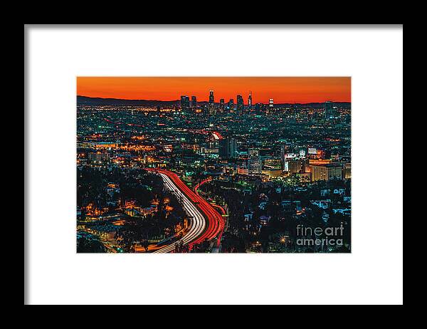 Los Angeles Framed Print featuring the photograph Sunrise in Hollywood by Art K