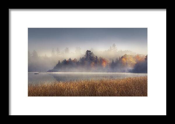 Lake Placid Framed Print featuring the photograph Sunrise Boat by Magda Bognar