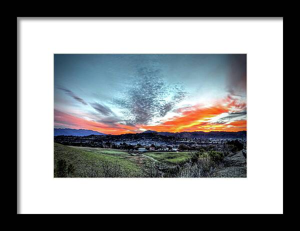 Sunrise Clouds Grass Farm Ranch Framed Print featuring the photograph Sunrise in Oak View two by Wendell Ward