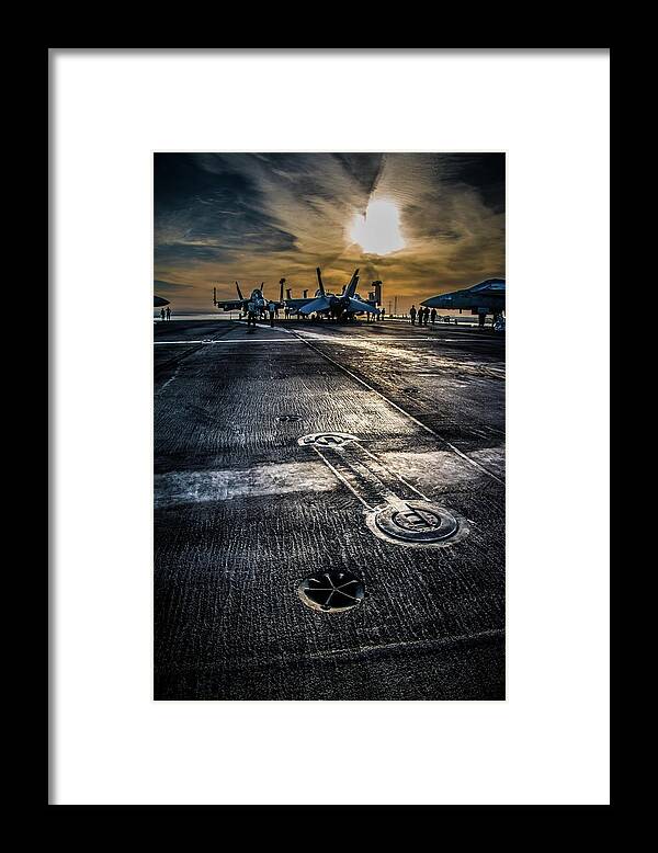 Navy Framed Print featuring the photograph Sunrise in the Suez by Larkin's Balcony Photography