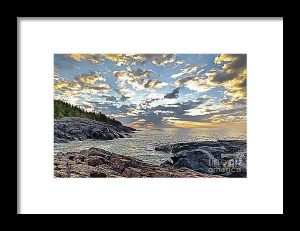 Monhegan Island Framed Print featuring the photograph Sunrise on Christmas Cove by Tom Cameron