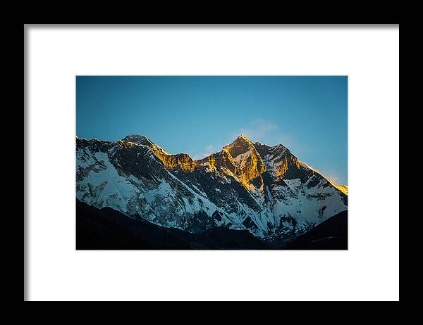 Nepal Framed Print featuring the photograph Sunrise On Everest by Owen Weber