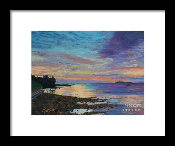 Pastel Framed Print featuring the pastel Sunrise on Tancook Island by Rae Smith PAC