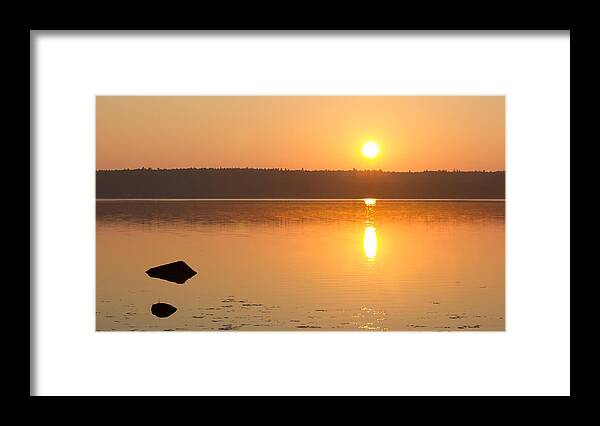 Sunset Framed Print featuring the photograph Sunrise on the Rocks of Branch Lake - Maine by Kirkodd Photography Of New England