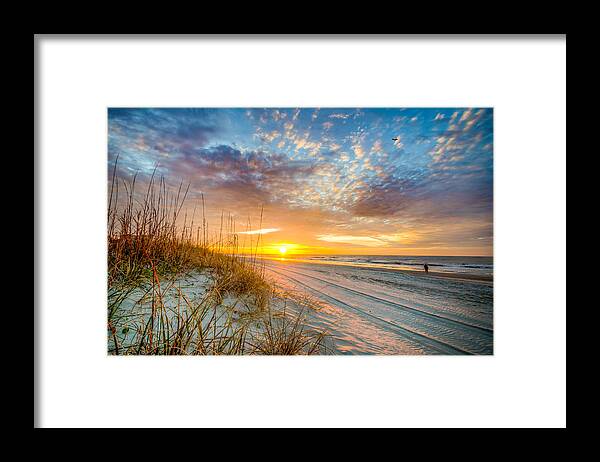 Beach Framed Print featuring the photograph Sunrise Over Tall Grass on Myrtle Beach by Anthony Doudt