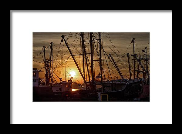 Aj Photographic Art Framed Print featuring the photograph Sunrise over the New Bedford Harbor by John Hoey