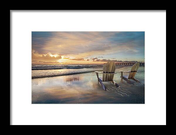 Boats Framed Print featuring the photograph Sunrise Romance by Debra and Dave Vanderlaan