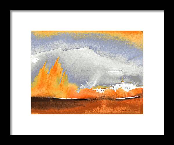 Watercolour Framed Print featuring the painting Sunset 06 by Miki De Goodaboom