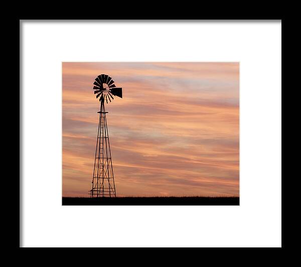 Kansas Framed Print featuring the photograph Sunset and Windmill 05 by Rob Graham