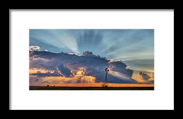 Kansas Framed Print featuring the photograph Sunset and Windmill by Rob Graham