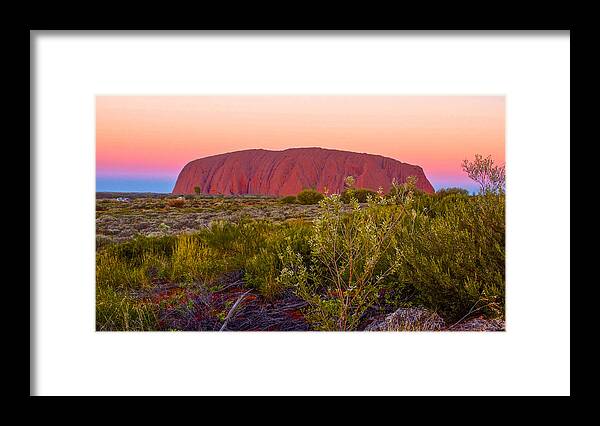 Ayers Rock Framed Print featuring the photograph Sunset at Ayers Rock by Venetia Featherstone-Witty