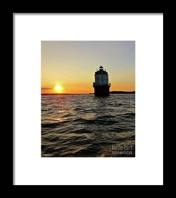 Baltimore Lighthouse Framed Print featuring the photograph Sunset at Baltimore Light by Nancy Patterson