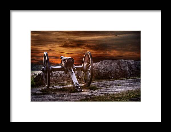 Artillery Framed Print featuring the digital art Sunset at Gettysburg by Randy Steele