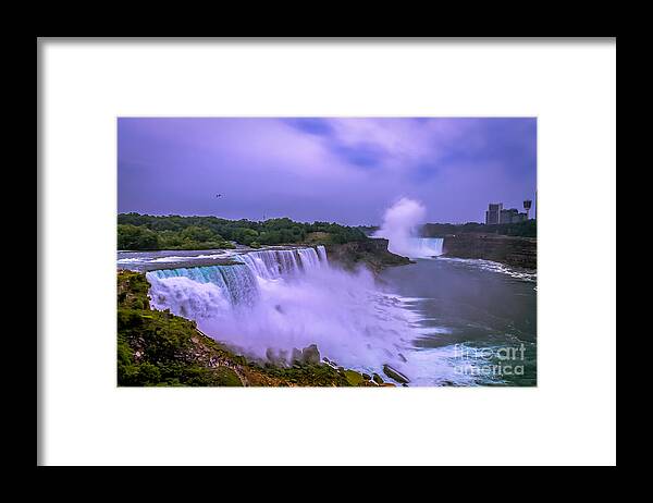Waterfalls Framed Print featuring the photograph Sunset at Niagara by Claudia M Photography