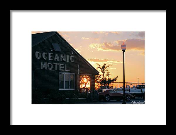 Sun Framed Print featuring the photograph Sunset at Oceanic Motel by Robert Banach