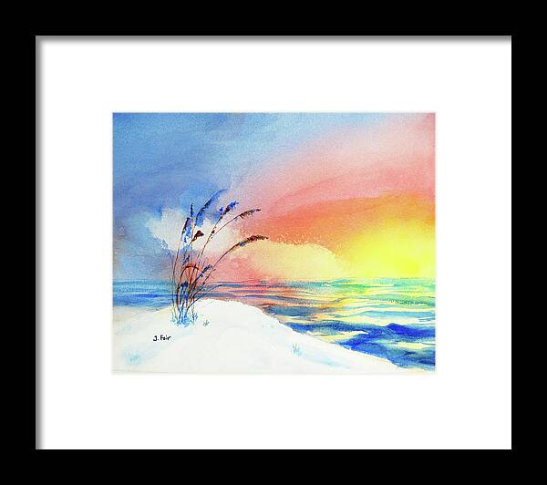 Beach Framed Print featuring the painting Sunset at Orange Beach by Jerry Fair