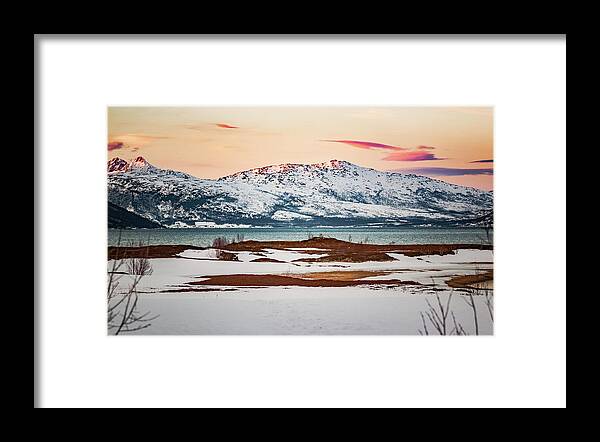 Landscape Framed Print featuring the photograph Sunset at Rotsund Norway by Adam Rainoff