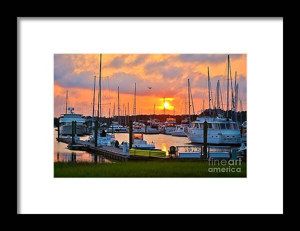 Southport Framed Print featuring the photograph Sunset at Southport Marina 2 by Kelly Nowak
