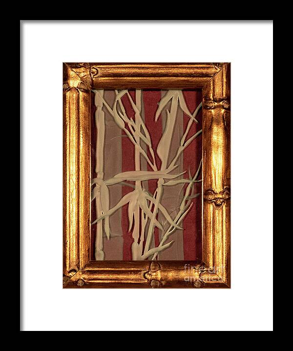 Bamboo Framed Print featuring the glass art Sunset Bamboo with Frame by Alone Larsen