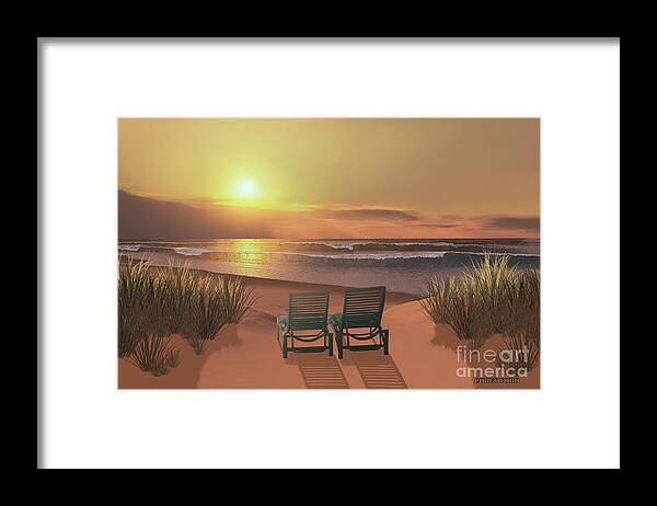 Lounge Chair Framed Print featuring the painting Sunset Beach by Corey Ford