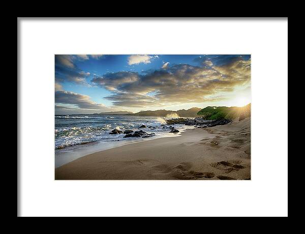 Sunset Beach Kauai Framed Print featuring the photograph Sunset Beach Kauai by Steven Michael