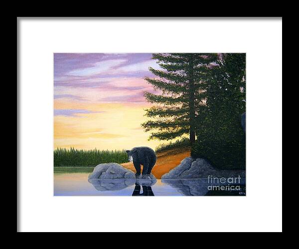 Sunset Framed Print featuring the painting Sunset Bear by Tracey Goodwin