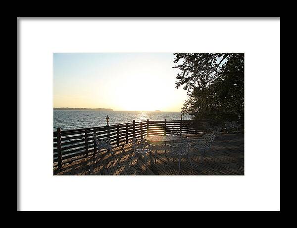 Holiday Sunset Stairs Sea Ocean Summer Framed Print featuring the photograph Sunset by Ben Reuter