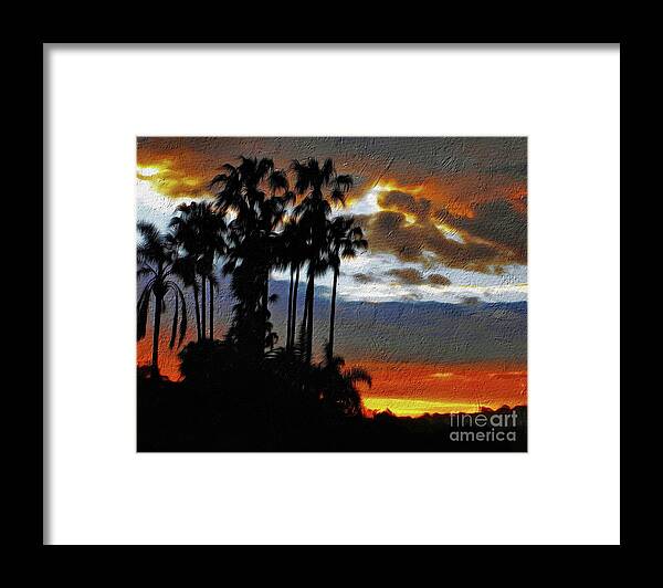 Photography Framed Print featuring the photograph Sunset beyond the Palms by Kaye Menner
