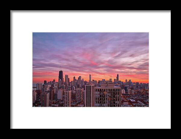 Chicago Framed Print featuring the photograph Sunset Burn by Raf Winterpacht