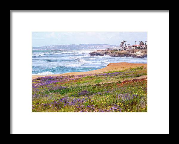 Sunset Cliffs Framed Print featuring the photograph Sunset Cliffs in Spring by Shuwen Wu