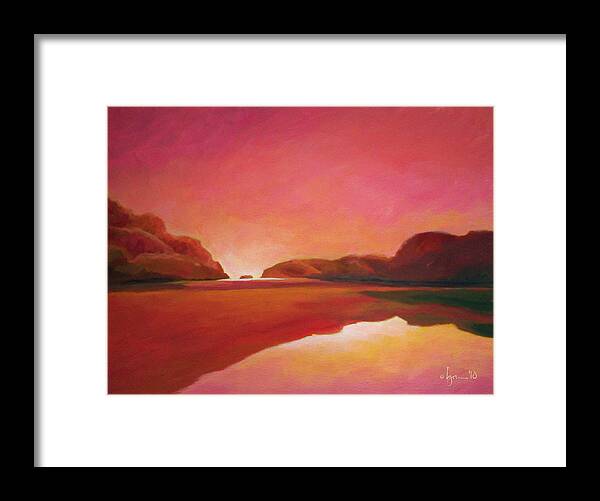 New Zealand Framed Print featuring the painting Sunset Estuary by Angela Treat Lyon