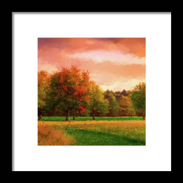 Sunset Framed Print featuring the digital art Sunset Field by Gary Grayson
