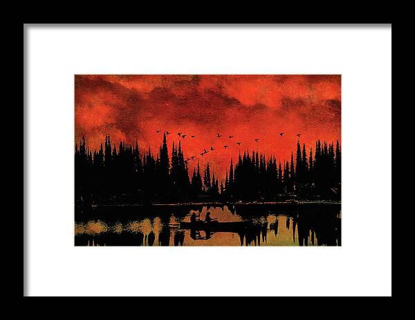 Ducks Framed Print featuring the photograph Sunset Flight of the Ducks by Andrea Kollo