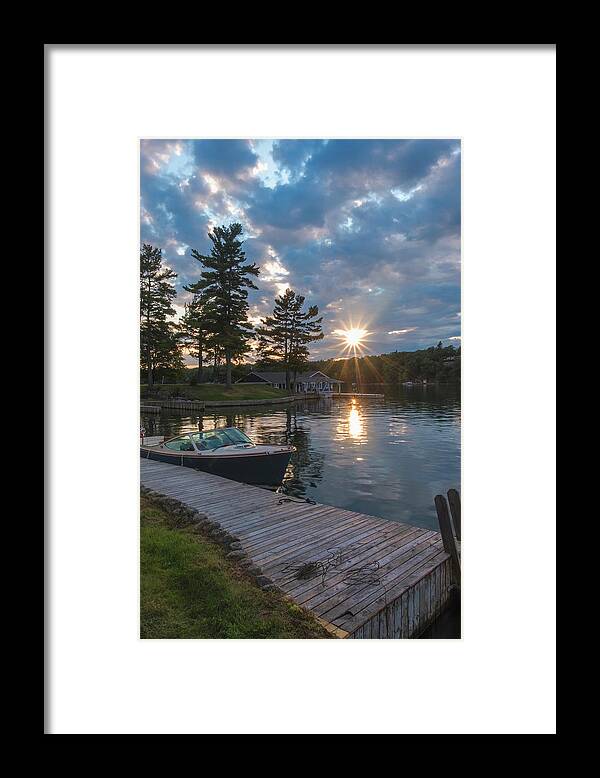 St Lawrence Seaway Framed Print featuring the photograph Sunset From Dock by Tom Singleton