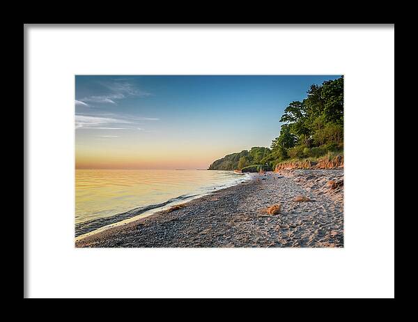 Lake Framed Print featuring the photograph Sunset Glow Over Lake by Lester Plank