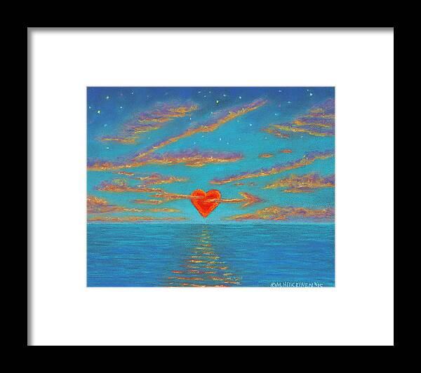 Holiday Framed Print featuring the pastel Sunset Heart 01 by Michael Heikkinen