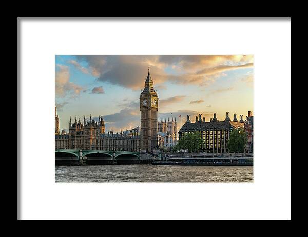 London Framed Print featuring the photograph Sunset in London Westminster by James Udall