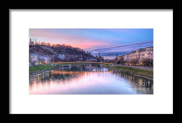 Salzburg Framed Print featuring the photograph Sunset in Saltzburg by Peter Kennett