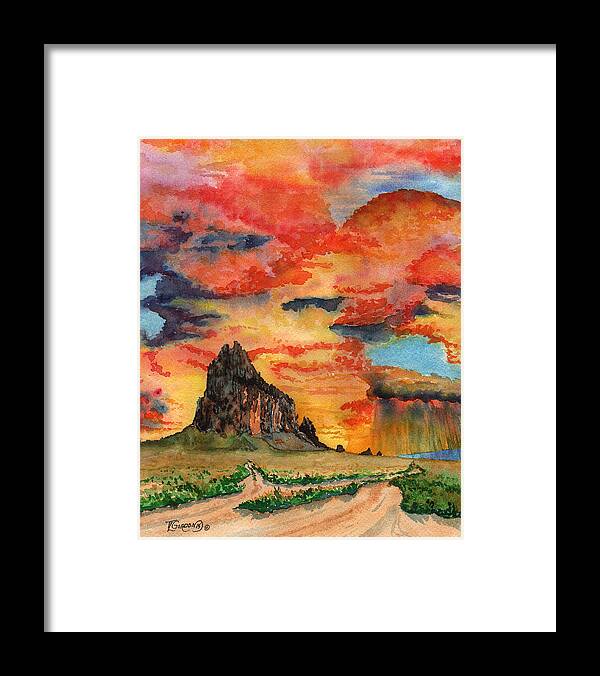 Tim Gordon Framed Print featuring the painting Sunset in the west by Timithy L Gordon