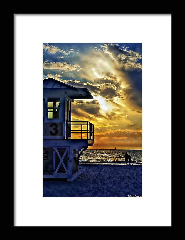 Sunset Framed Print featuring the photograph Sunset Lifeguard Station 3 by Stoney Lawrentz