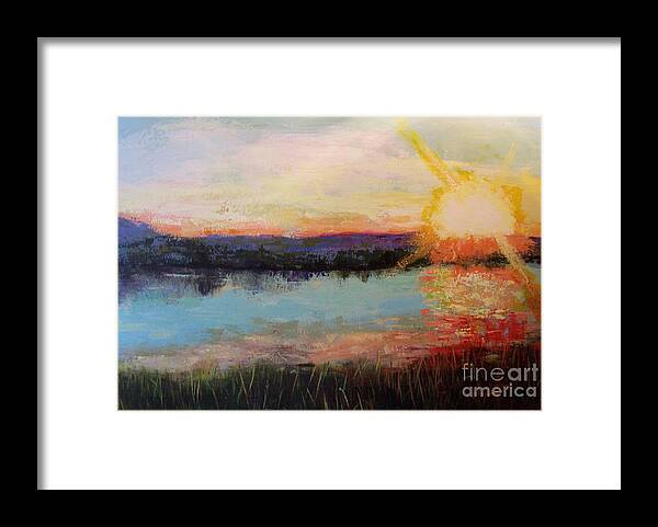 Sunrise Framed Print featuring the painting Sunset by Marlene Book