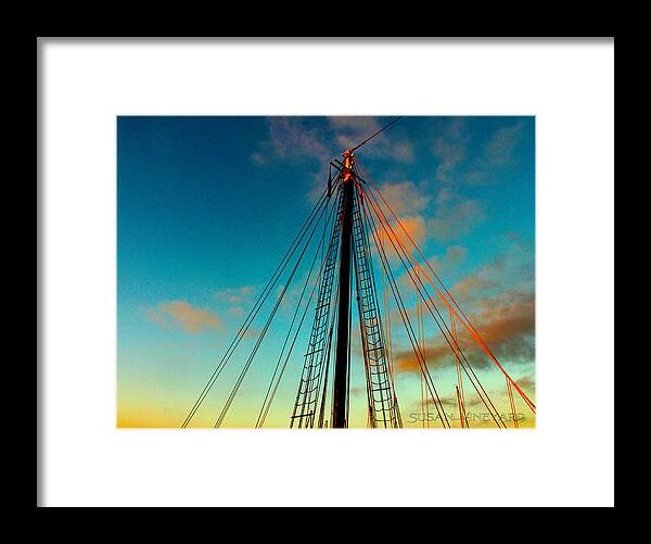 Mast Framed Print featuring the digital art Sunset Mast by Susan Vineyard