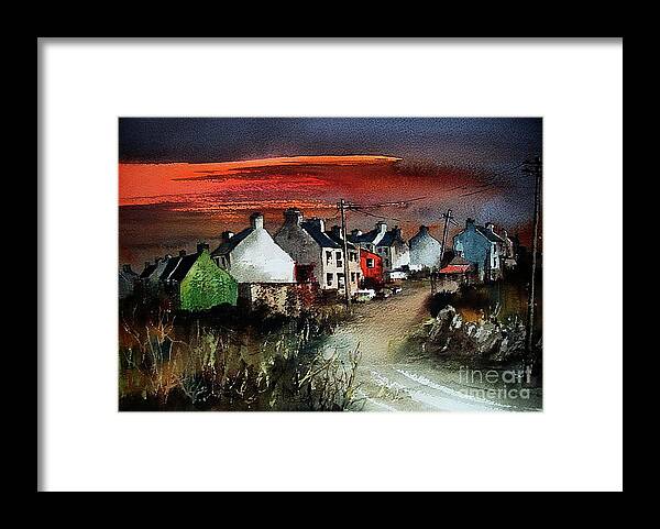 Irish Framed Print featuring the painting Sunset on Allihies, Beara, West Cork by Val Byrne